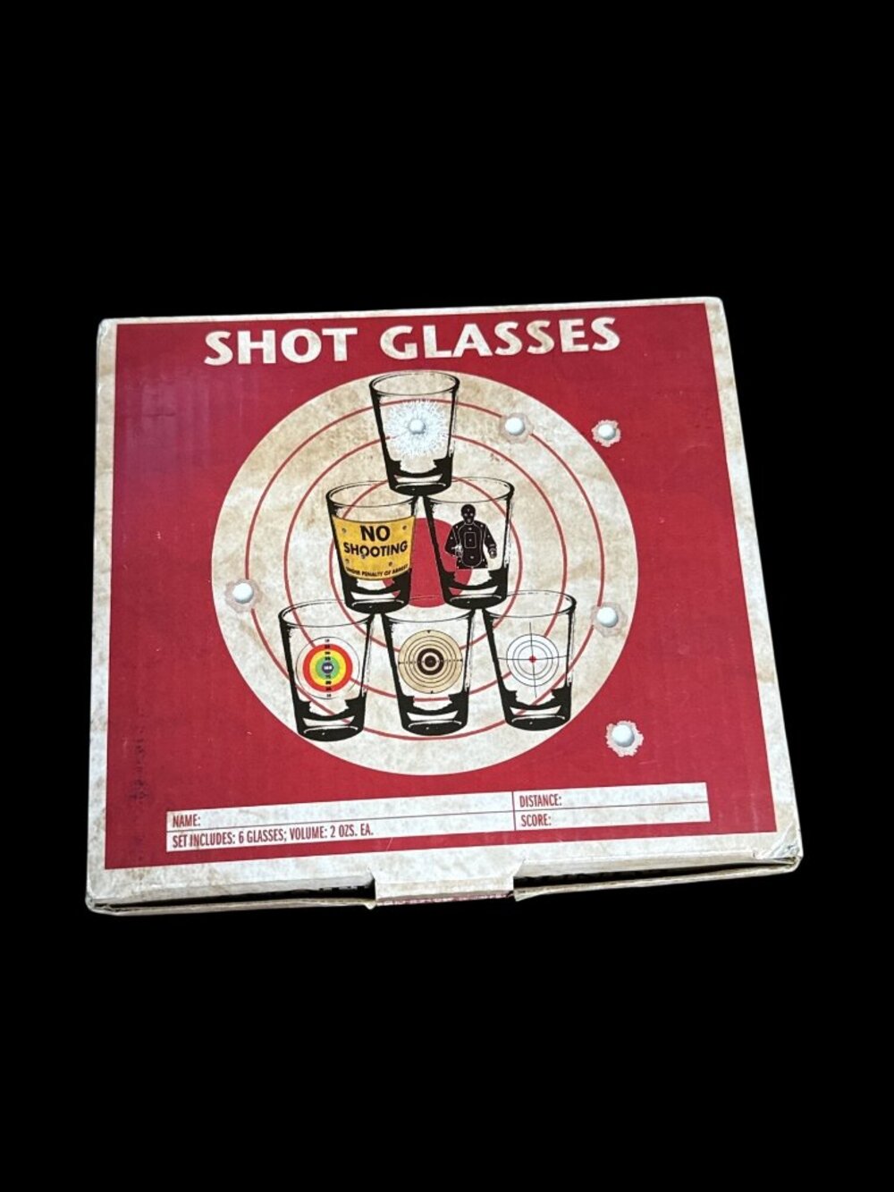 Shot Glasses 6 Piece Shot Glass Set of Targets and Bullet Holes New in Box - Picture 3 of 6